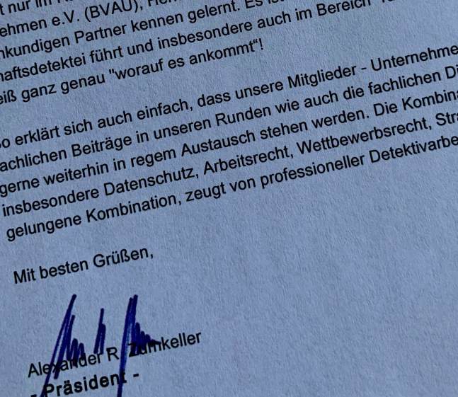 Empfehlungsschreiben des BVAU e.V.