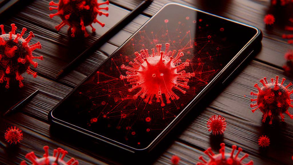 Ein Smartphone aus dem Viren kommen